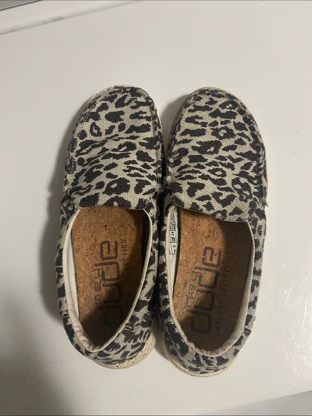 Hey Dude Womens Slip-On Sneakers in Black and Cream Leopard Print